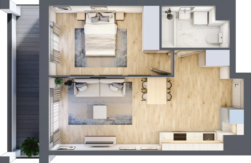 2 pokoje, mieszkanie 45,73 m², piętro 8, oferta nr 1BE0803, Awangarda Mogilska, Kraków, Prądnik Czerwony, Rakowice, ul. Mogilska 126