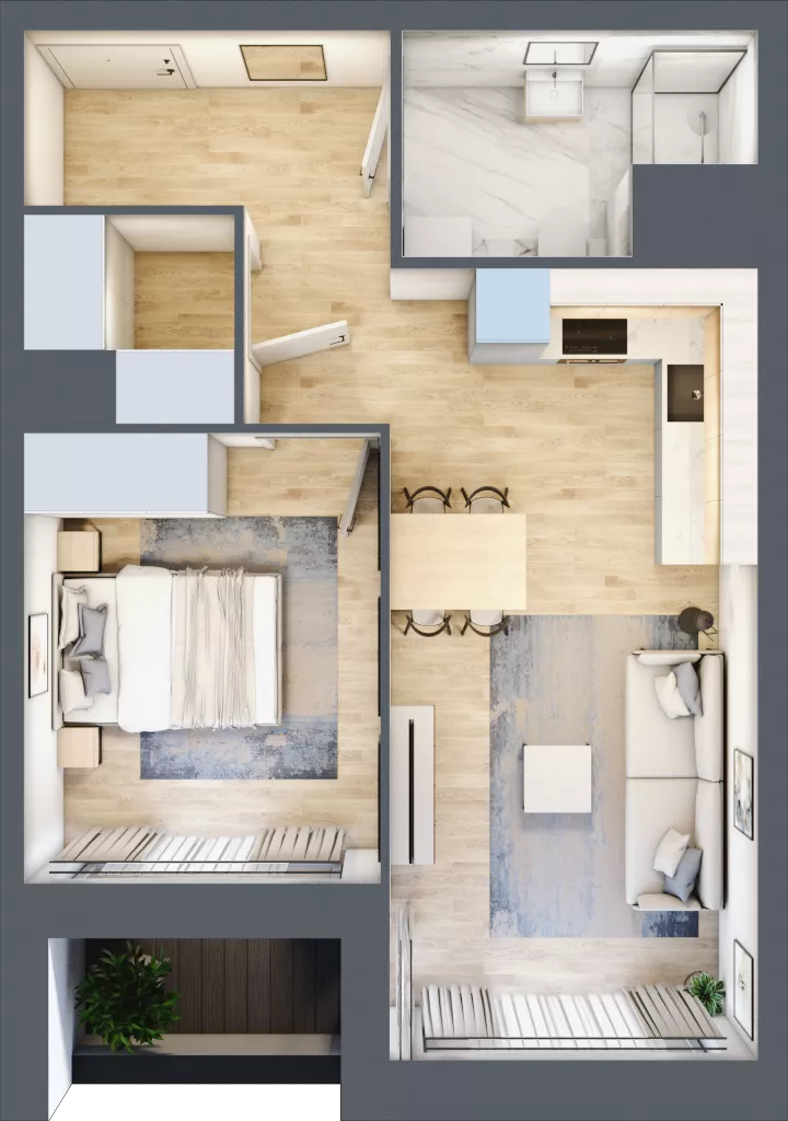 2 pokoje, mieszkanie 43,34 m², piętro 1, oferta nr 1BB0107, Awangarda Mogilska, Kraków, Prądnik Czerwony, Rakowice, ul. Mogilska 126