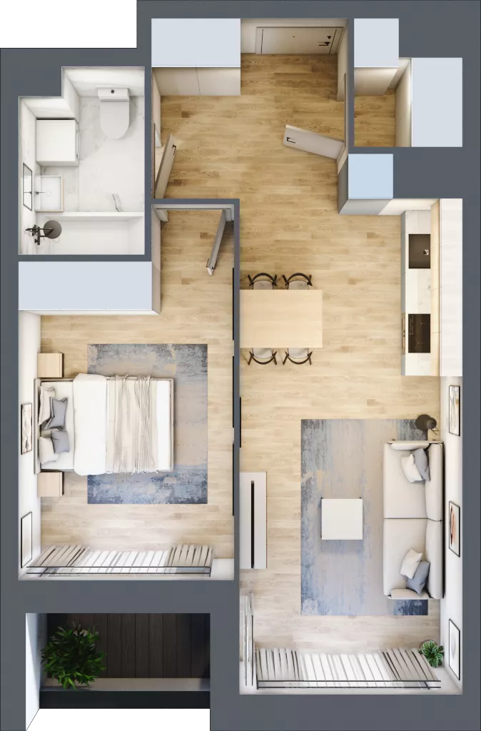 2 pokoje, mieszkanie 46,24 m², piętro 1, oferta nr 1BC0102, Awangarda Mogilska, Kraków, Prądnik Czerwony, Rakowice, ul. Mogilska 126