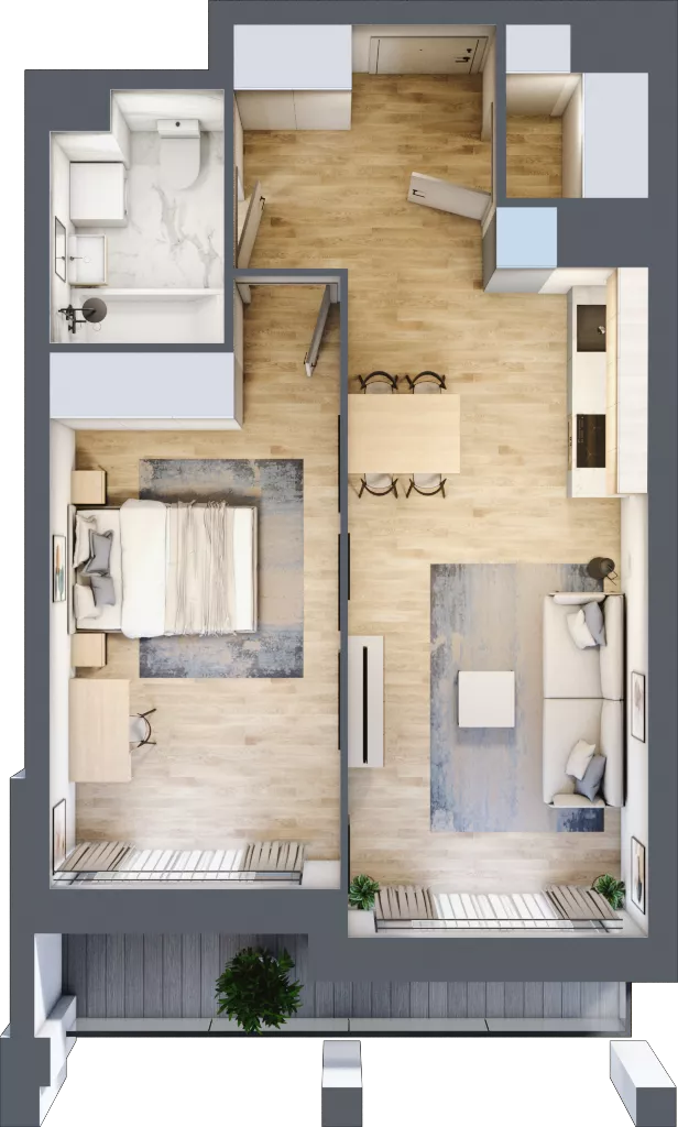 2 pokoje, mieszkanie 50,77 m², piętro 4, oferta nr 1BC0402, Awangarda Mogilska, Kraków, Prądnik Czerwony, Rakowice, ul. Mogilska 126
