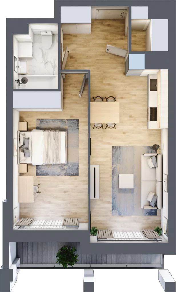 2 pokoje, mieszkanie 50,77 m², piętro 6, oferta nr 1BC0602, Awangarda Mogilska, Kraków, Prądnik Czerwony, Rakowice, ul. Mogilska 126