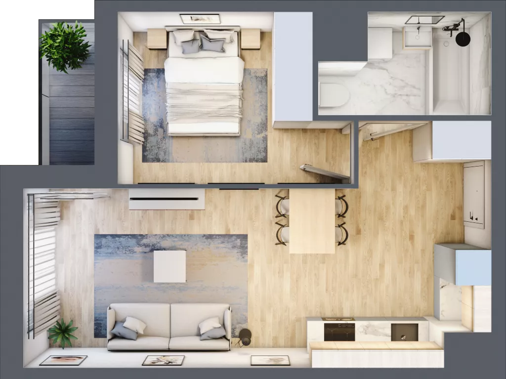 2 pokoje, mieszkanie 41,04 m², piętro 13, oferta nr 1BD1302, Awangarda Mogilska, Kraków, Prądnik Czerwony, Rakowice, ul. Mogilska 126