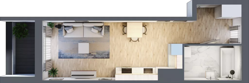 1 pokój, mieszkanie 33,78 m², piętro 13, oferta nr 1BD1301, Awangarda Mogilska, Kraków, Prądnik Czerwony, Rakowice, ul. Mogilska 126
