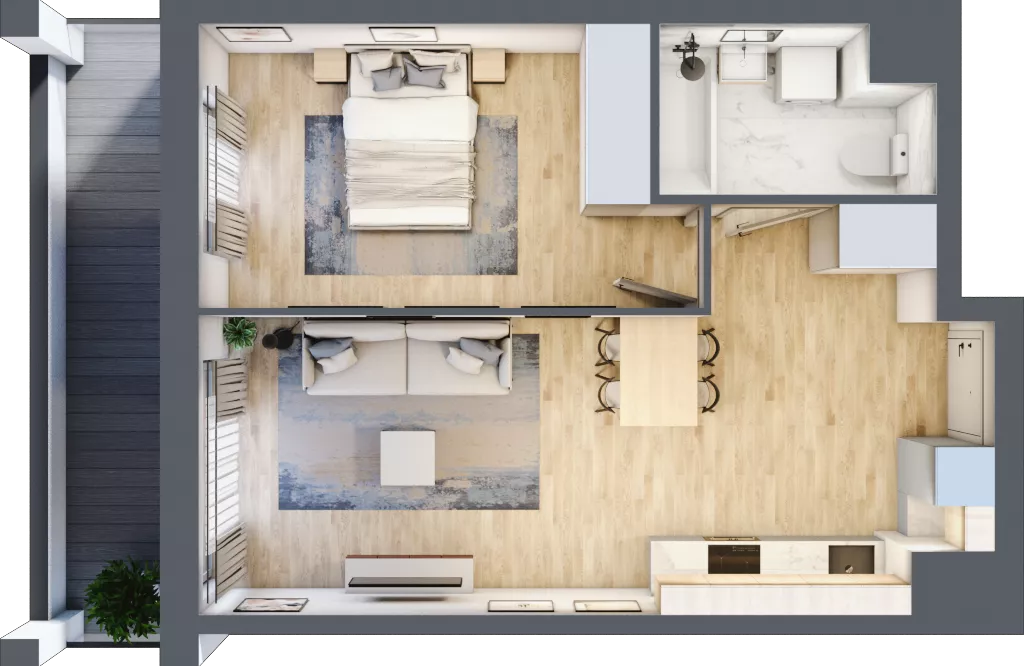 2 pokoje, mieszkanie 45,65 m², piętro 10, oferta nr 1BE1003, Awangarda Mogilska, Kraków, Prądnik Czerwony, Rakowice, ul. Mogilska 126
