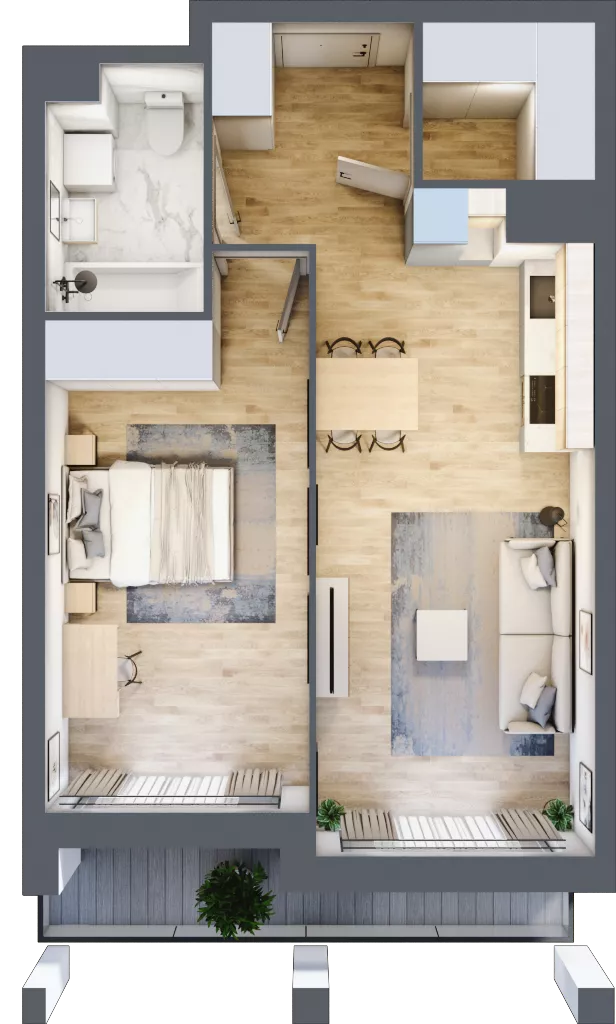2 pokoje, mieszkanie 51,20 m², piętro 4, oferta nr 1BC0403, Awangarda Mogilska, Kraków, Prądnik Czerwony, Rakowice, ul. Mogilska 126