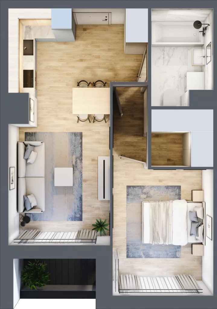 2 pokoje, mieszkanie 44,59 m², piętro 7, oferta nr 1BB0705, Awangarda Mogilska, Kraków, Prądnik Czerwony, Rakowice, ul. Mogilska 126