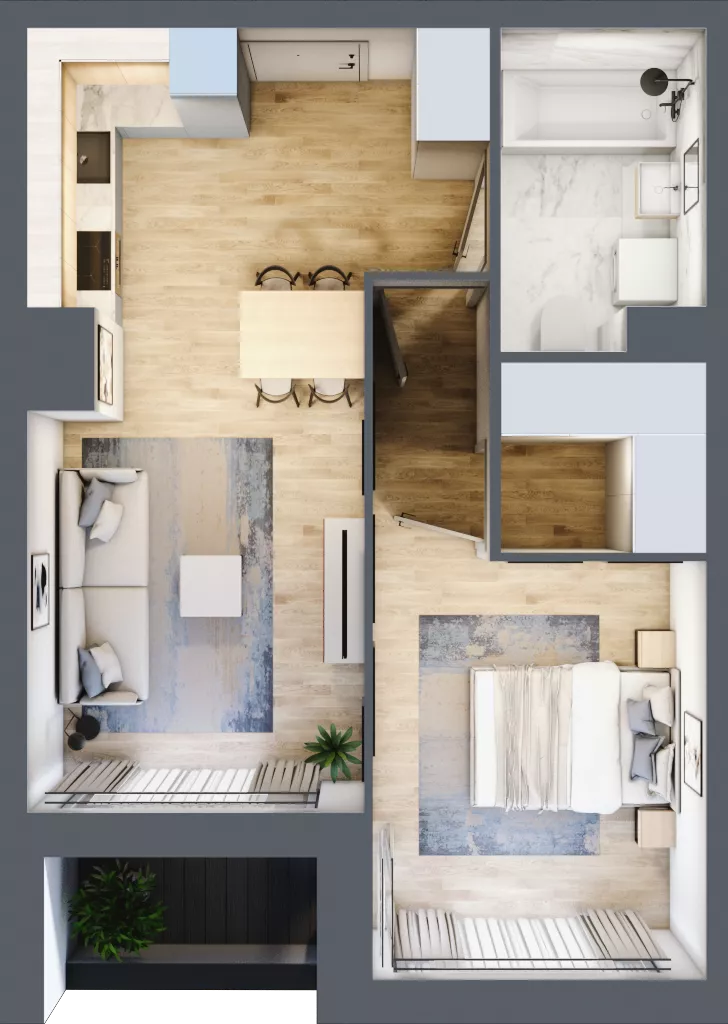 2 pokoje, mieszkanie 44,65 m², piętro 4, oferta nr 1BB0405, Awangarda Mogilska, Kraków, Prądnik Czerwony, Rakowice, ul. Mogilska 126