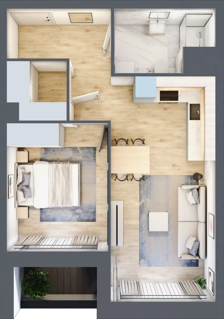 2 pokoje, mieszkanie 43,87 m², piętro 2, oferta nr 1BB0207, Awangarda Mogilska, Kraków, Prądnik Czerwony, Rakowice, ul. Mogilska 126
