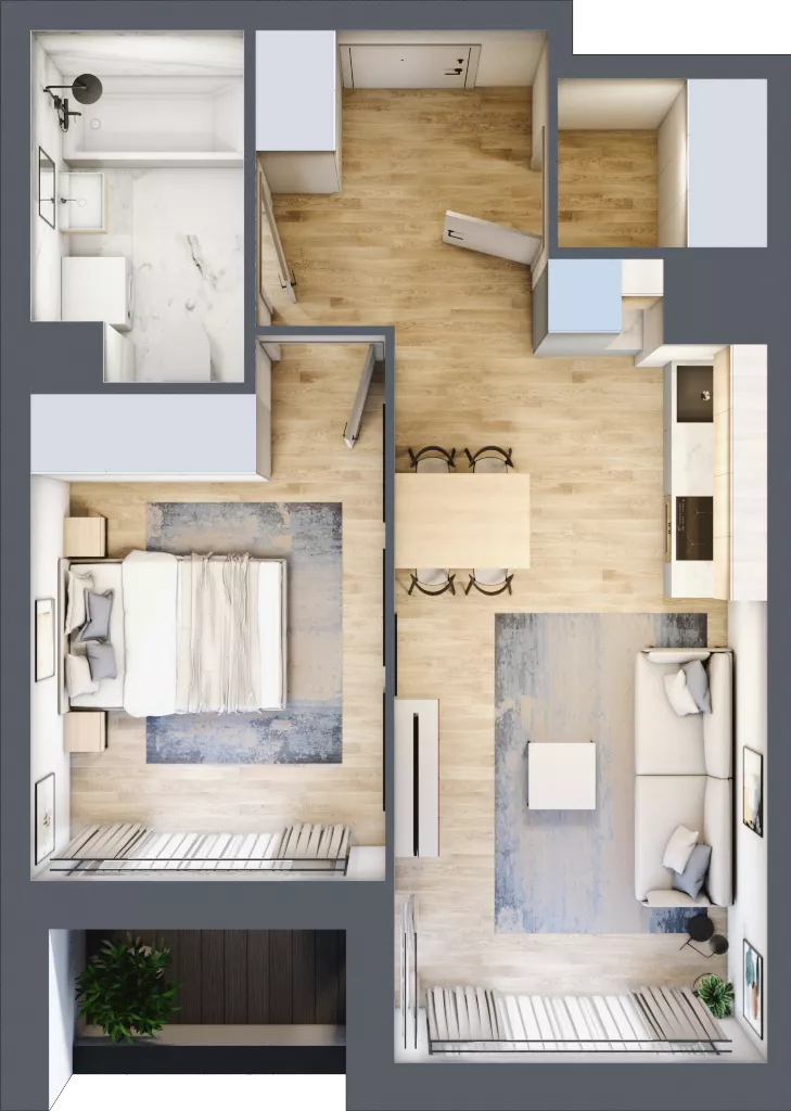 2 pokoje, mieszkanie 44,07 m², piętro 6, oferta nr 1BB0607, Awangarda Mogilska, Kraków, Prądnik Czerwony, Rakowice, ul. Mogilska 126