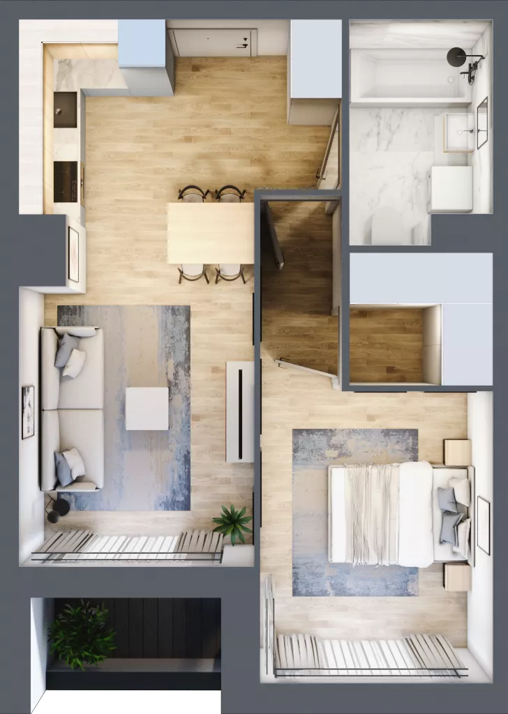 2 pokoje, mieszkanie 44,62 m², piętro 3, oferta nr 1BB0305, Awangarda Mogilska, Kraków, Prądnik Czerwony, Rakowice, ul. Mogilska 126
