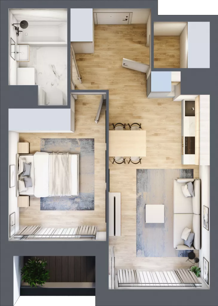 2 pokoje, mieszkanie 42,87 m², piętro 1, oferta nr 1BB0106, Awangarda Mogilska, Kraków, Prądnik Czerwony, Rakowice, ul. Mogilska 126