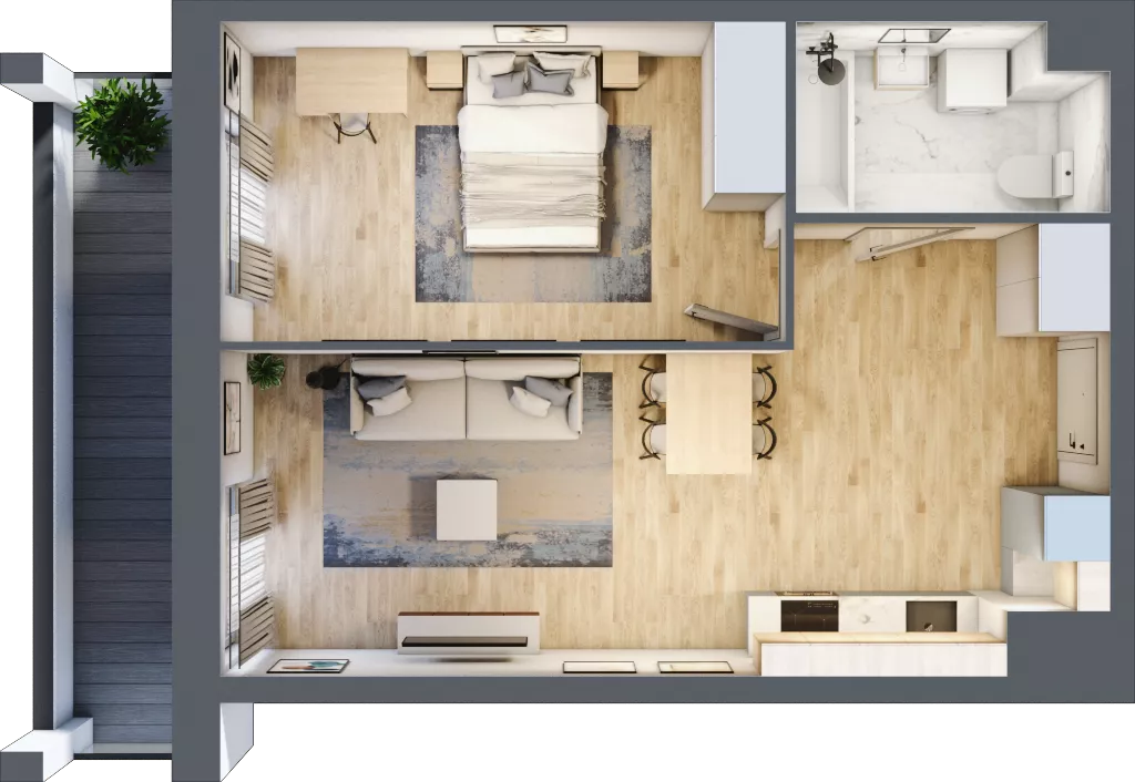 2 pokoje, mieszkanie 47,72 m², piętro 8, oferta nr 1BE0802, Awangarda Mogilska, Kraków, Prądnik Czerwony, Rakowice, ul. Mogilska 126