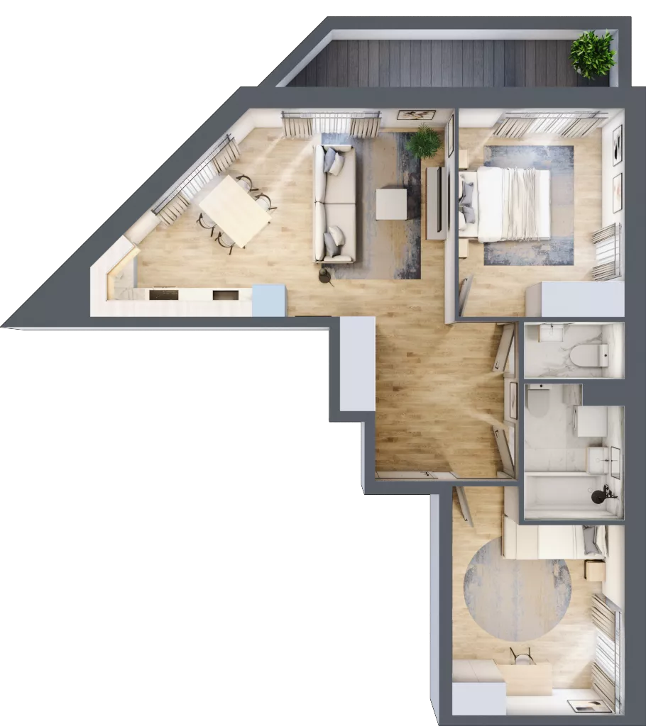 3 pokoje, mieszkanie 60,81 m², piętro 3, oferta nr 1BA0301, Awangarda Mogilska, Kraków, Prądnik Czerwony, Rakowice, ul. Mogilska 126