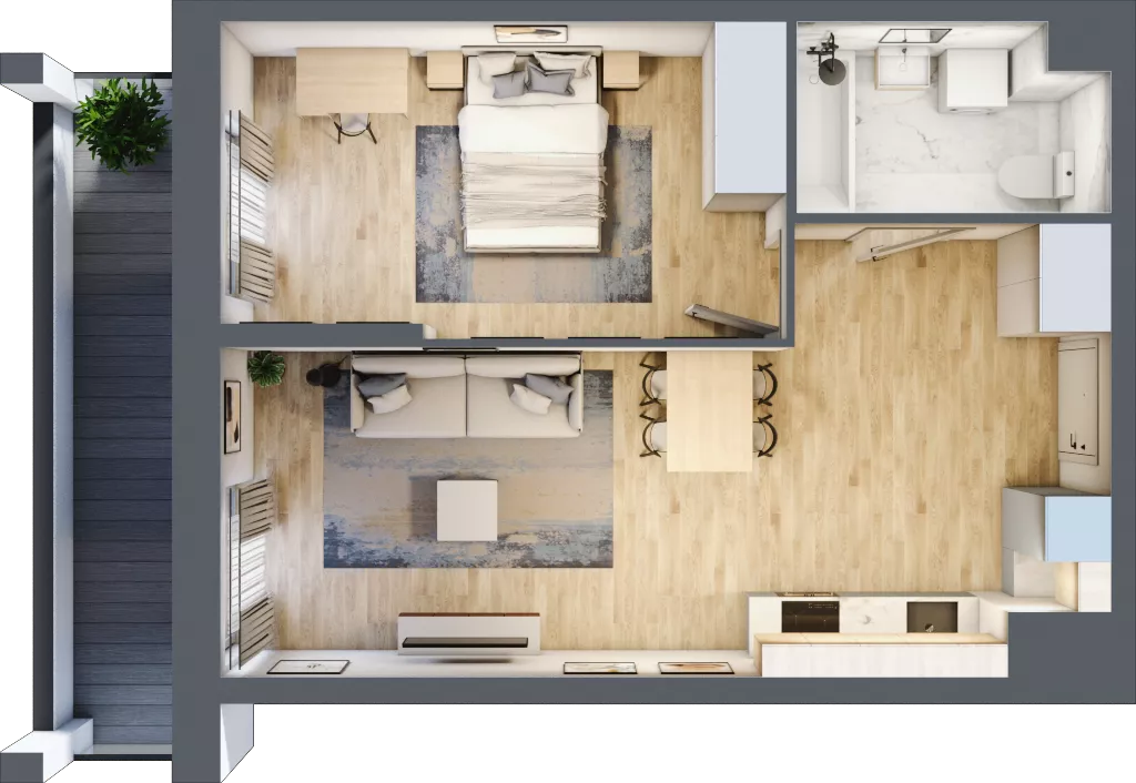 2 pokoje, mieszkanie 47,48 m², piętro 10, oferta nr 1BE1002, Awangarda Mogilska, Kraków, Prądnik Czerwony, Rakowice, ul. Mogilska 126