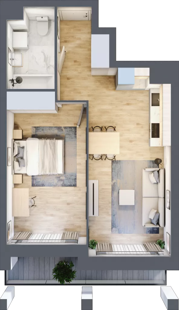 2 pokoje, mieszkanie 46,80 m², piętro 5, oferta nr 1BC0504, Awangarda Mogilska, Kraków, Prądnik Czerwony, Rakowice, ul. Mogilska 126