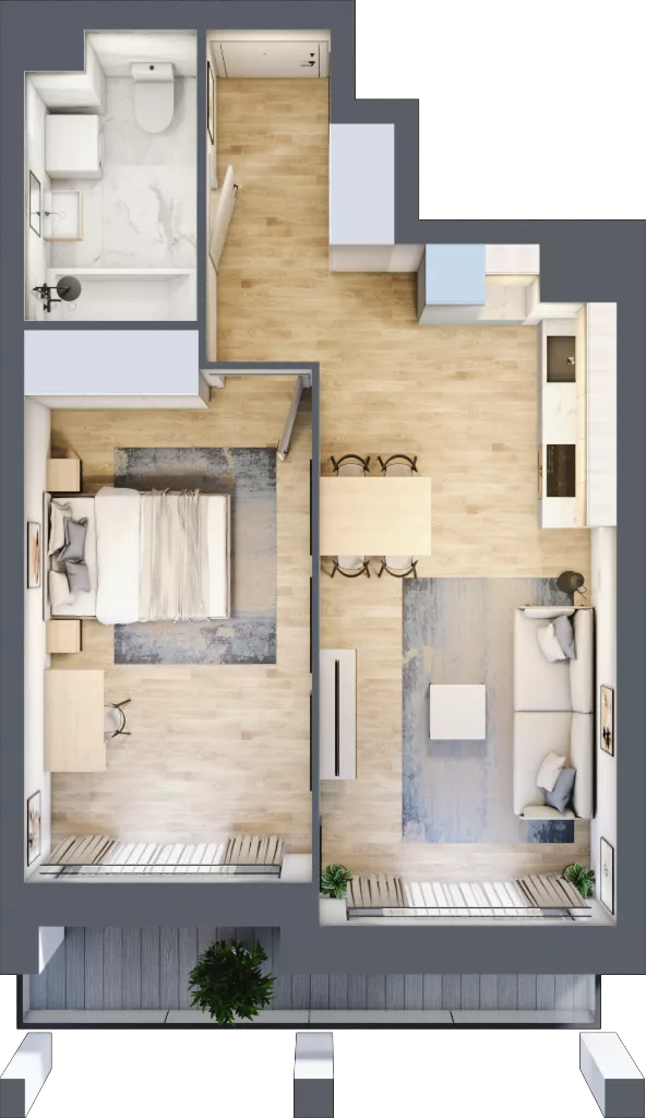 2 pokoje, mieszkanie 45,75 m², piętro 2, oferta nr 1BC0204, Awangarda Mogilska, Kraków, Prądnik Czerwony, Rakowice, ul. Mogilska 126