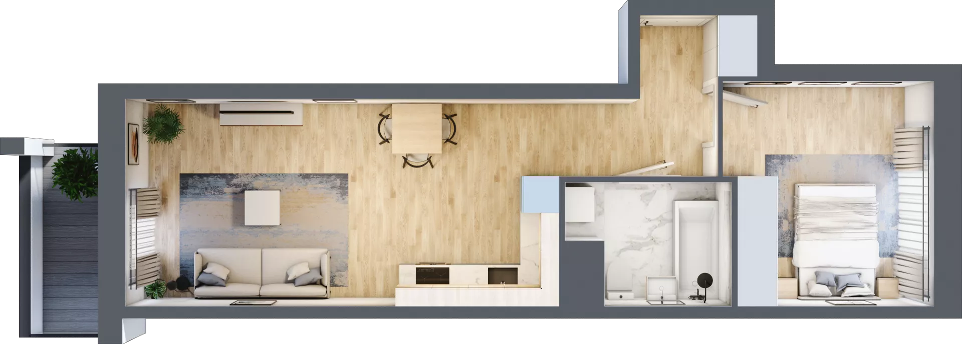 2 pokoje, mieszkanie 46,66 m², piętro 1, oferta nr 1BE0101, Awangarda Mogilska, Kraków, Prądnik Czerwony, Rakowice, ul. Mogilska 126