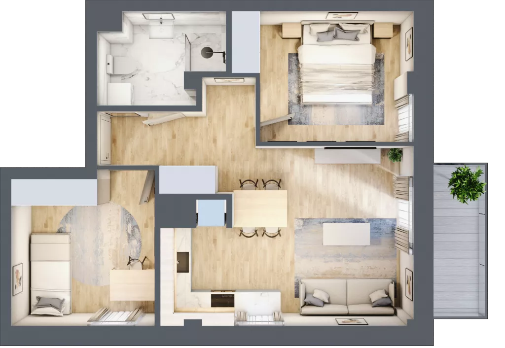 3 pokoje, mieszkanie 54,75 m², piętro 7, oferta nr 54, Osiedle Słoneczna, Marki, ul. Słoneczna / Promienna