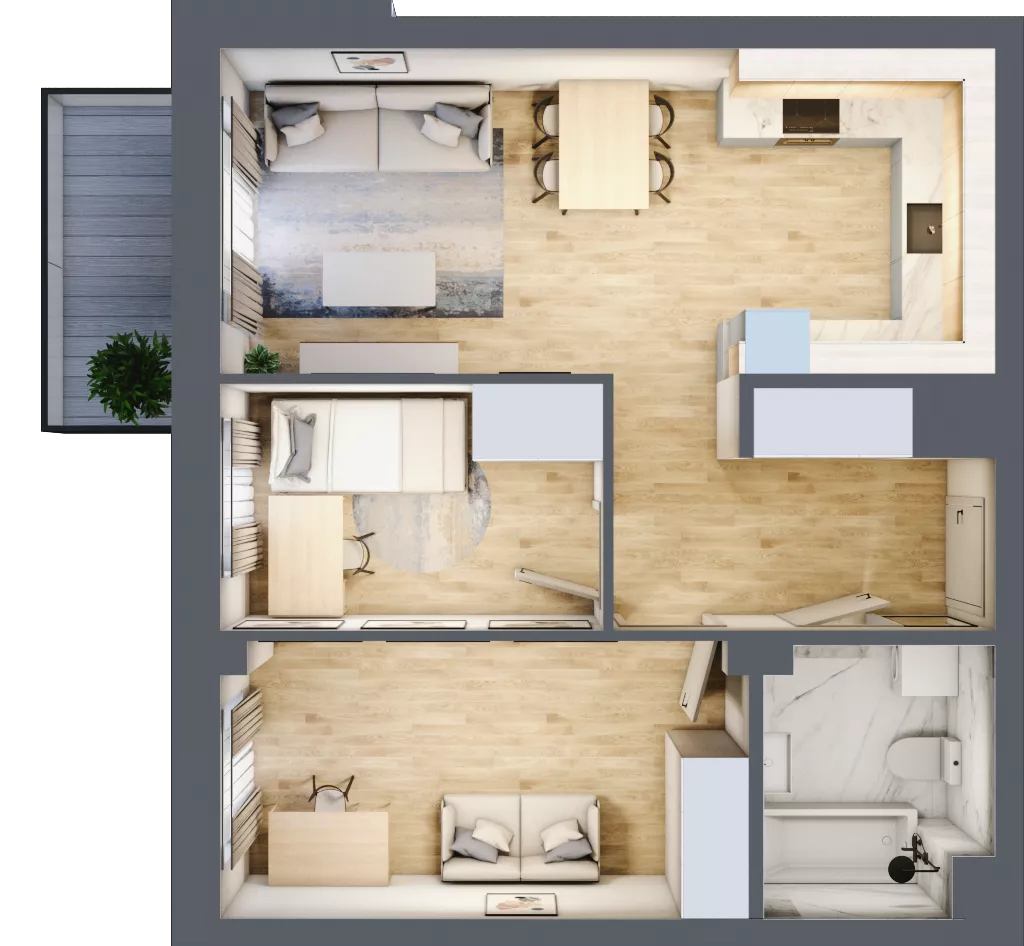 3 pokoje, mieszkanie 55,55 m², piętro 2, oferta nr 18, Osiedle Słoneczna, Marki, ul. Słoneczna / Promienna