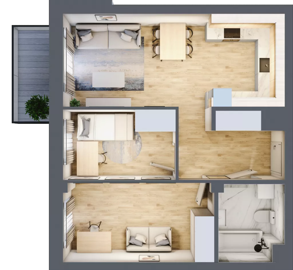 3 pokoje, mieszkanie 55,38 m², piętro 6, oferta nr 48, Osiedle Słoneczna, Marki, ul. Słoneczna / Promienna