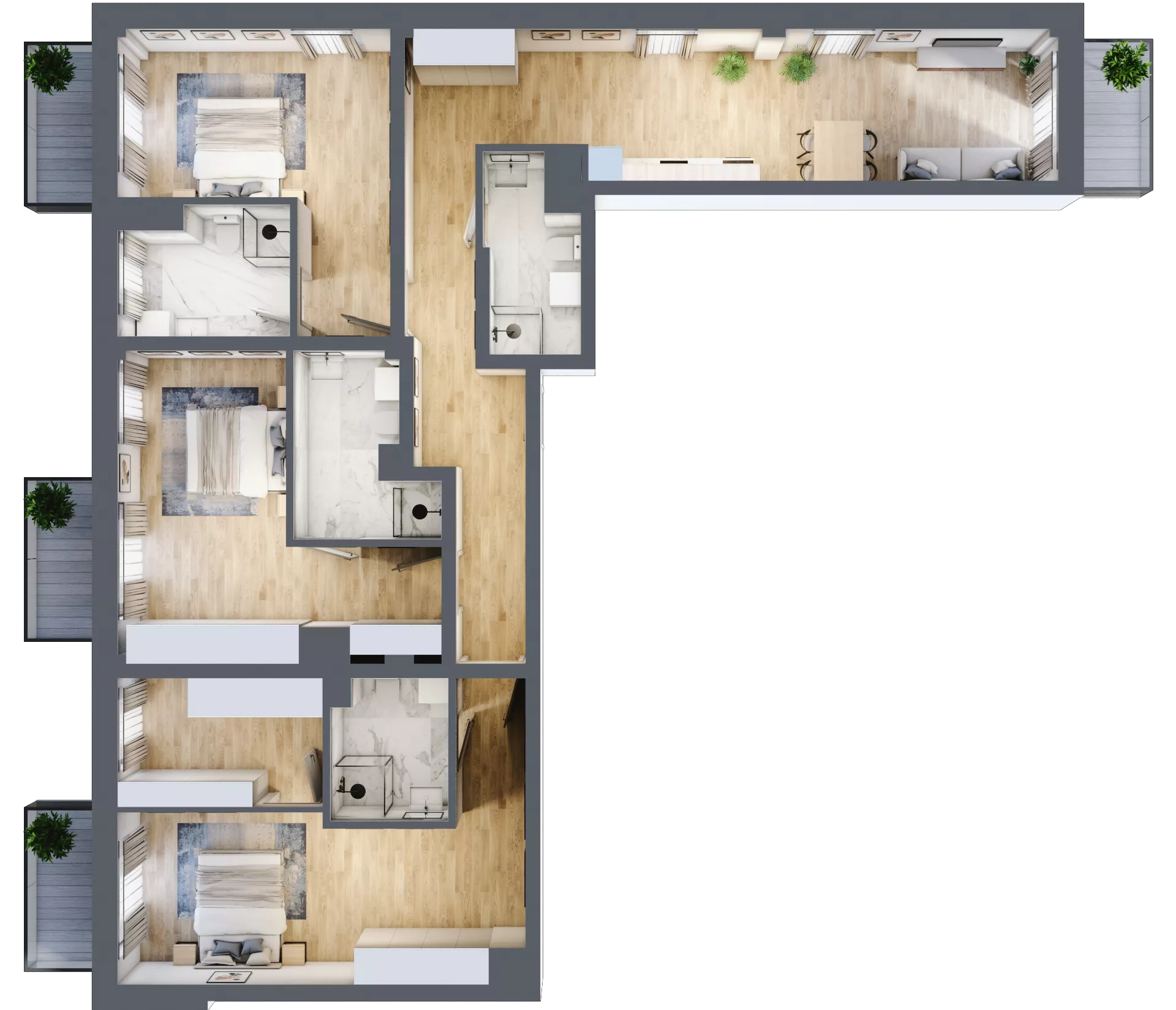 4 pokoje, mieszkanie 136,35 m², piętro 3, oferta nr 83, Osiedle Słoneczna, Marki, ul. Słoneczna / Promienna