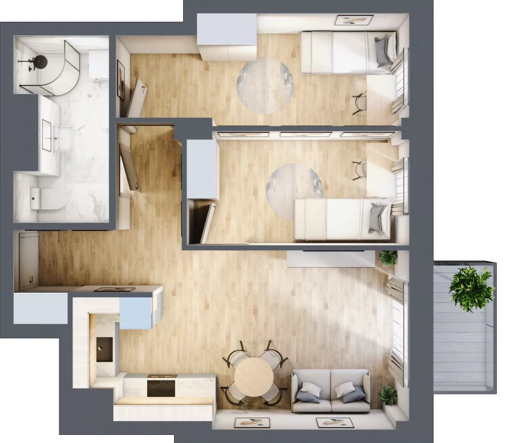 3 pokoje, mieszkanie 51,22 m², parter, oferta nr 2, Osiedle Słoneczna, Marki, ul. Słoneczna / Promienna