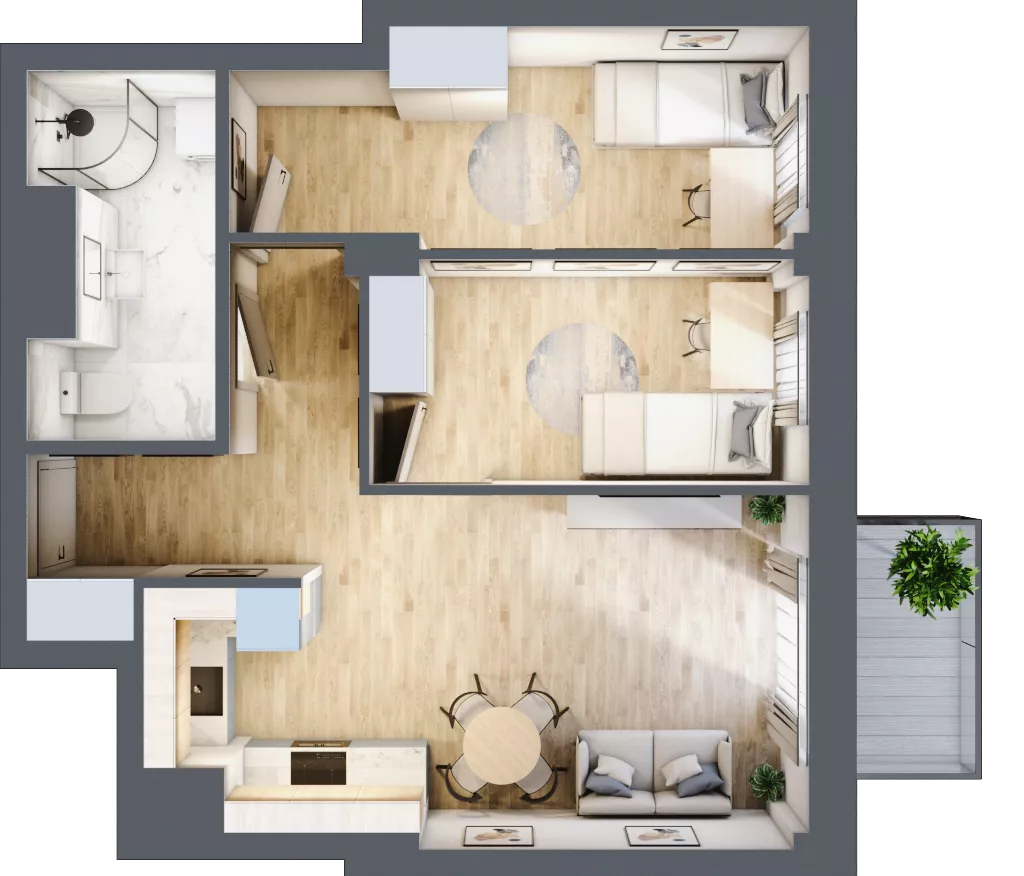 3 pokoje, mieszkanie 51,26 m², piętro 1, oferta nr 9, Osiedle Słoneczna, Marki, ul. Słoneczna / Promienna