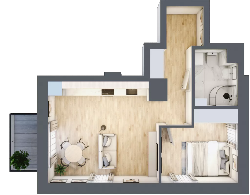 2 pokoje, mieszkanie 41,90 m², piętro 1, oferta nr 13, Osiedle Słoneczna, Marki, ul. Słoneczna / Promienna