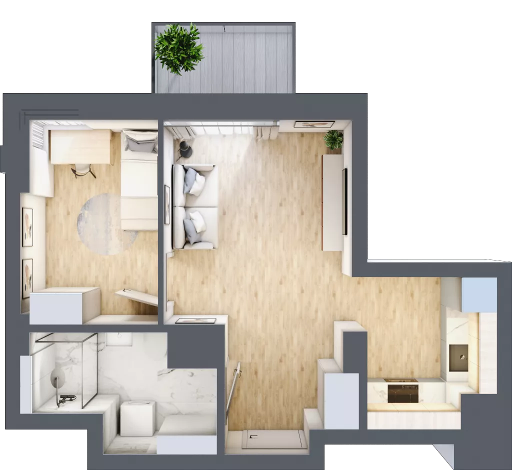 2 pokoje, mieszkanie 35,05 m², piętro 4, oferta nr 38, Osiedle Słoneczna, Marki, ul. Słoneczna / Promienna