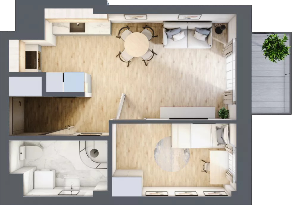 2 pokoje, mieszkanie 34,96 m², piętro 6, oferta nr 53, Osiedle Słoneczna, Marki, ul. Słoneczna / Promienna
