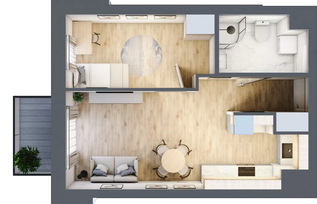 2 pokoje, mieszkanie 39,17 m², piętro 6, oferta nr 59, Osiedle Słoneczna, Marki, ul. Słoneczna / Promienna