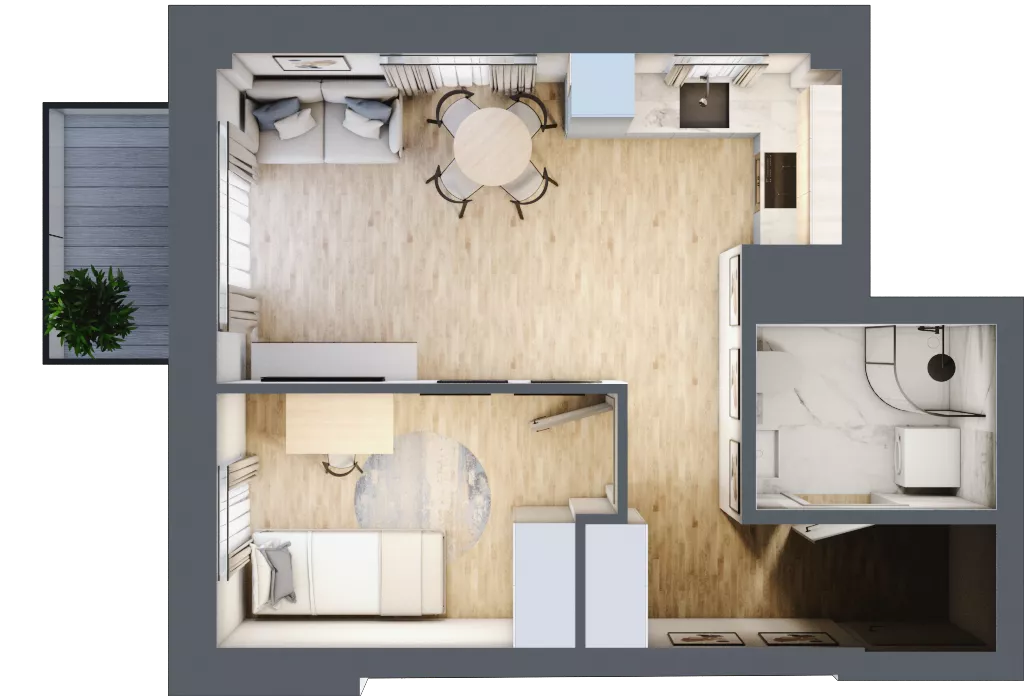 2 pokoje, mieszkanie 35,96 m², piętro 7, oferta nr 60, Osiedle Słoneczna, Marki, ul. Słoneczna / Promienna