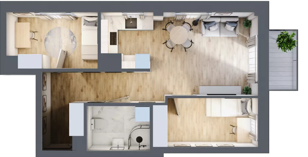 3 pokoje, mieszkanie 49,68 m², piętro 7, oferta nr 61, Osiedle Słoneczna, Marki, ul. Słoneczna / Promienna
