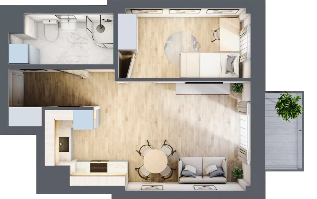 2 pokoje, mieszkanie 36,94 m², piętro 7, oferta nr 62, Osiedle Słoneczna, Marki, ul. Słoneczna / Promienna