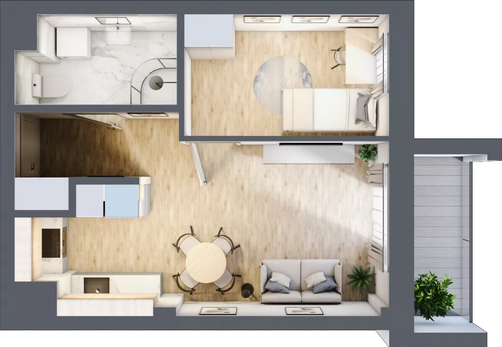 2 pokoje, mieszkanie 35,37 m², piętro 8, oferta nr 74, Osiedle Słoneczna, Marki, ul. Słoneczna / Promienna