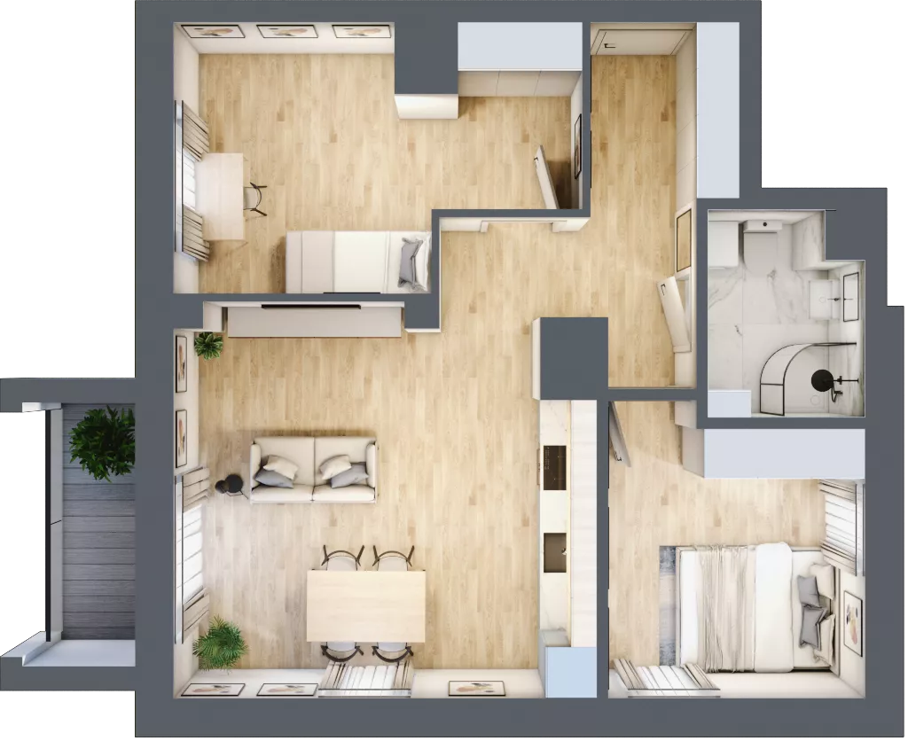 3 pokoje, mieszkanie 58,17 m², piętro 8, oferta nr 76, Osiedle Słoneczna, Marki, ul. Słoneczna / Promienna