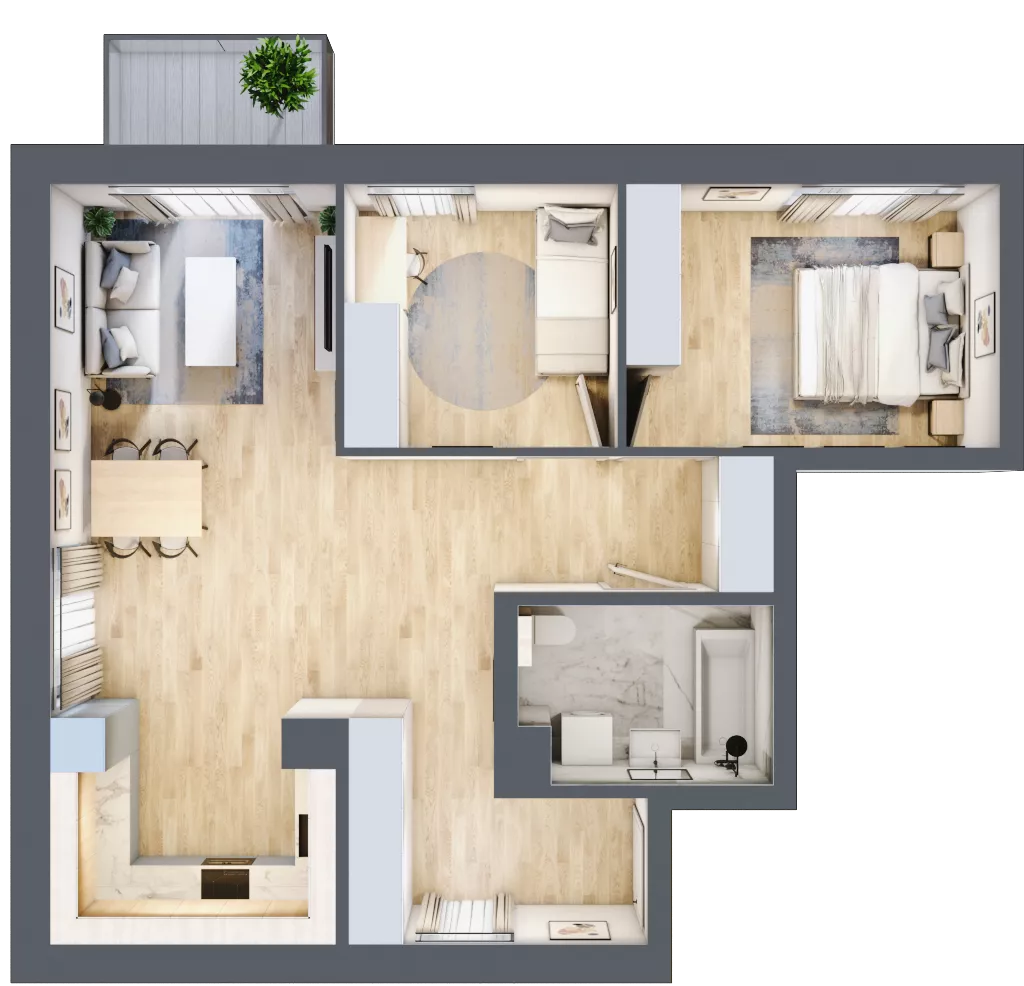 3 pokoje, mieszkanie 68,98 m², piętro 3, oferta nr G53, Osiedle Natura Life - Etap II, Łomianki, ul. Wiślana