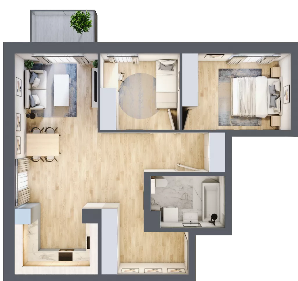 3 pokoje, mieszkanie 69,04 m², piętro 2, oferta nr G42, Osiedle Natura Life - Etap II, Łomianki, ul. Wiślana