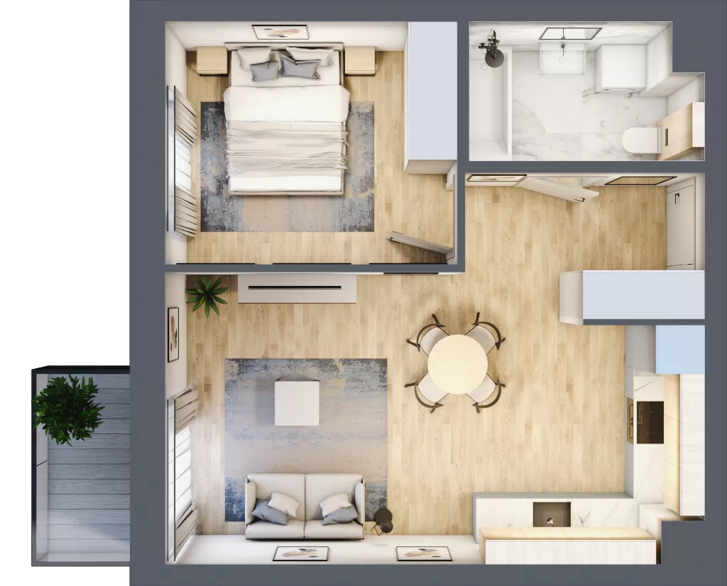 2 pokoje, mieszkanie 42,78 m², piętro 3, oferta nr H50, Osiedle Natura Life - Etap II, Łomianki, ul. Wiślana