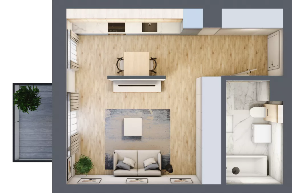 1 pokój, mieszkanie 34,03 m², piętro 3, oferta nr H57, Osiedle Natura Life - Etap II, Łomianki, ul. Wiślana