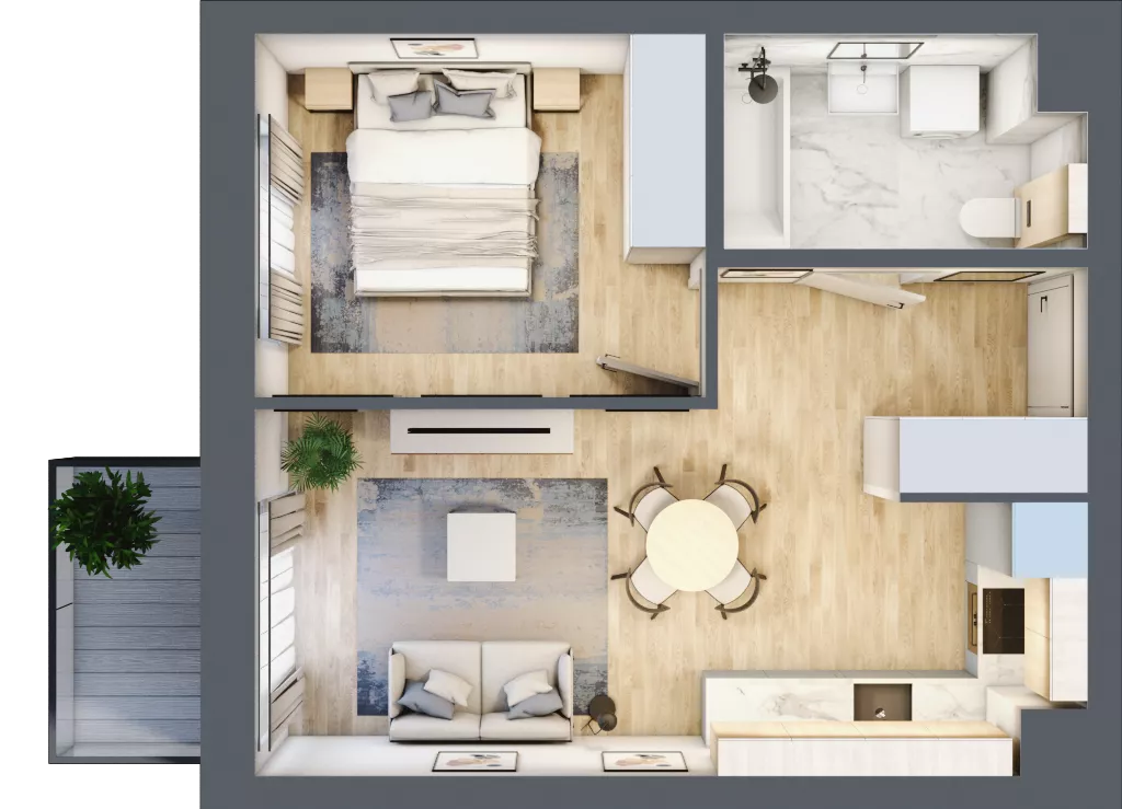 2 pokoje, mieszkanie 37,53 m², piętro 3, oferta nr H58, Osiedle Natura Life - Etap II, Łomianki, ul. Wiślana
