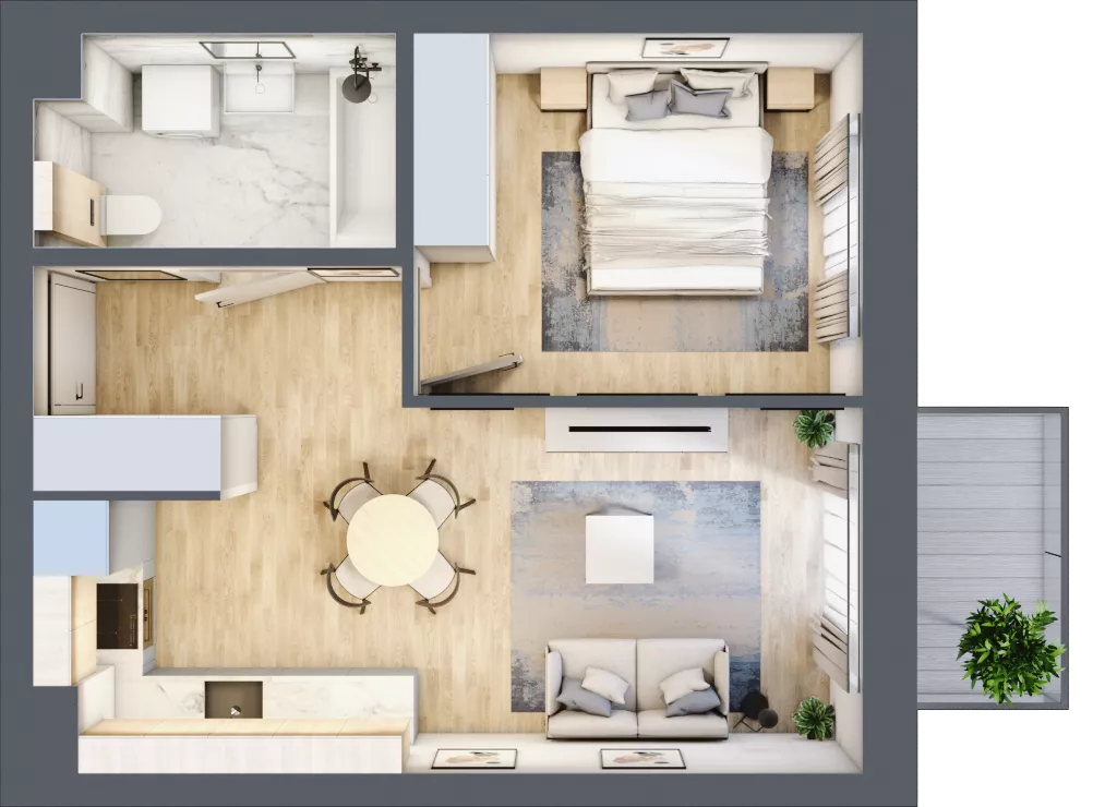 2 pokoje, mieszkanie 37,77 m², piętro 2, oferta nr H43, Osiedle Natura Life - Etap II, Łomianki, ul. Wiślana