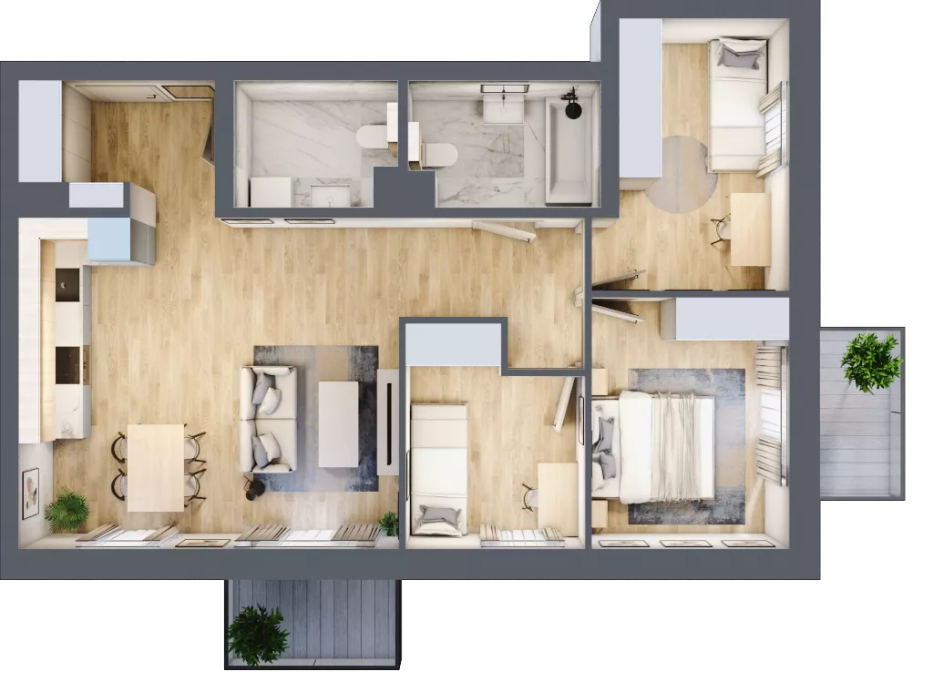 4 pokoje, mieszkanie 70,11 m², piętro 1, oferta nr J22, Osiedle Natura Life - Etap II, Łomianki, ul. Wiślana
