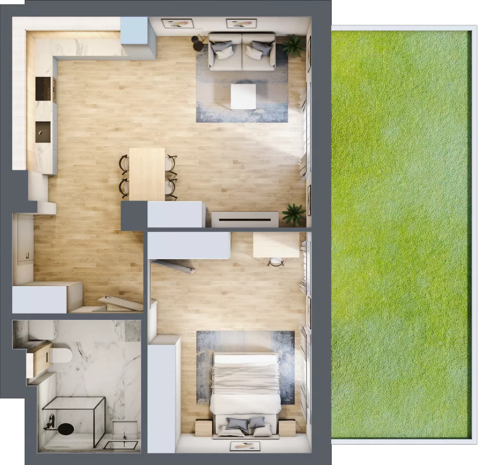 2 pokoje, mieszkanie 60,66 m², parter, oferta nr K1, Osiedle Natura Life - Etap II, Łomianki, ul. Wiślana