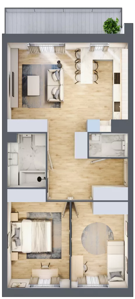 3 pokoje, mieszkanie 63,85 m², piętro 1, oferta nr 14, Zalesie, Ignatki-Osiedle, ul. Leśna
