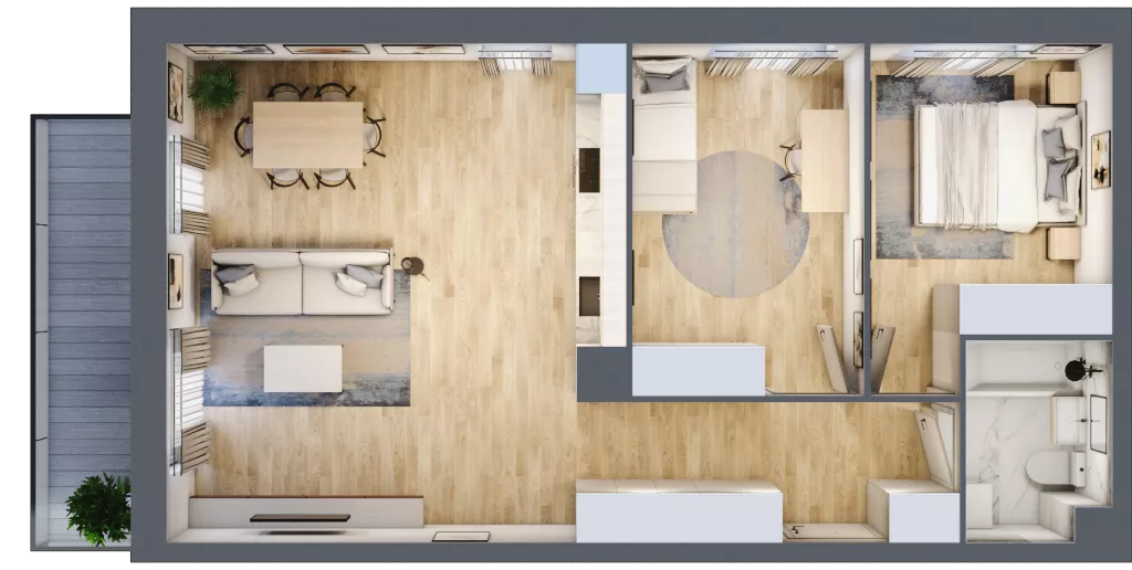 3 pokoje, mieszkanie 66,46 m², piętro 4, oferta nr B3/23, Huzar B3, Białystok, Bacieczki, ul. Hugona Kołłątaja / kpt. Kazimierza Kamieńskiego