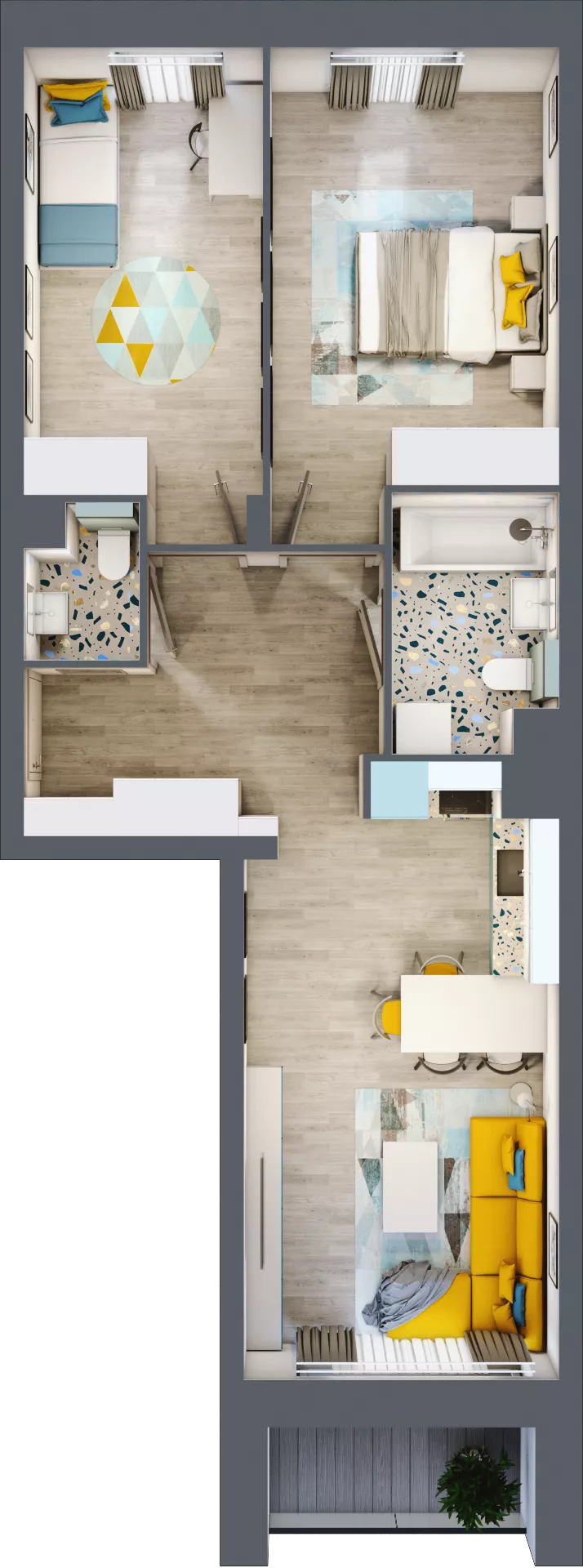 3 pokoje, mieszkanie 61,37 m², piętro 4, oferta nr 44, Apart Warszawska, Białystok, Piasta II, ul. Warszawska/ Piastowska