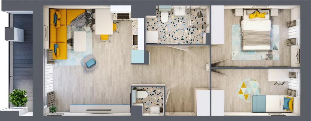 3 pokoje, mieszkanie 58,19 m², piętro 1, oferta nr 33, Apart Warszawska, Białystok, Piasta II, ul. Warszawska/ Piastowska