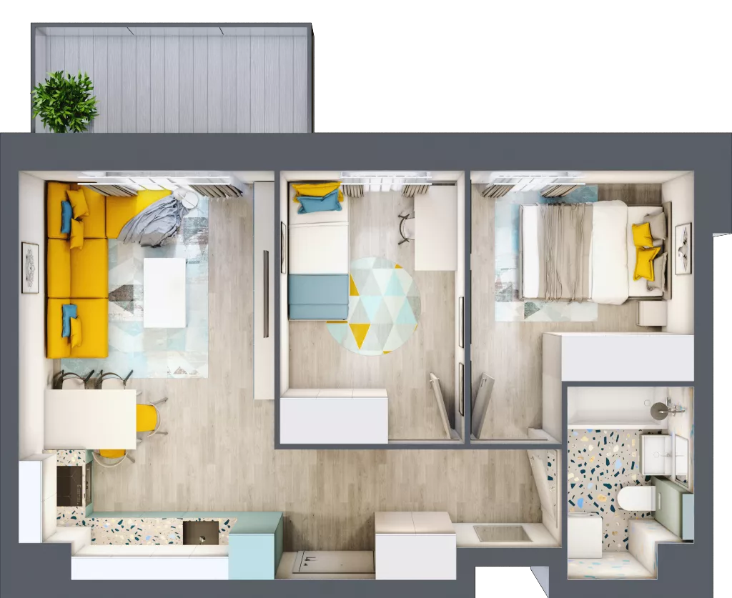 3 pokoje, mieszkanie 43,92 m², piętro 3, oferta nr 19, Apart Warszawska, Białystok, Piasta II, ul. Warszawska/ Piastowska