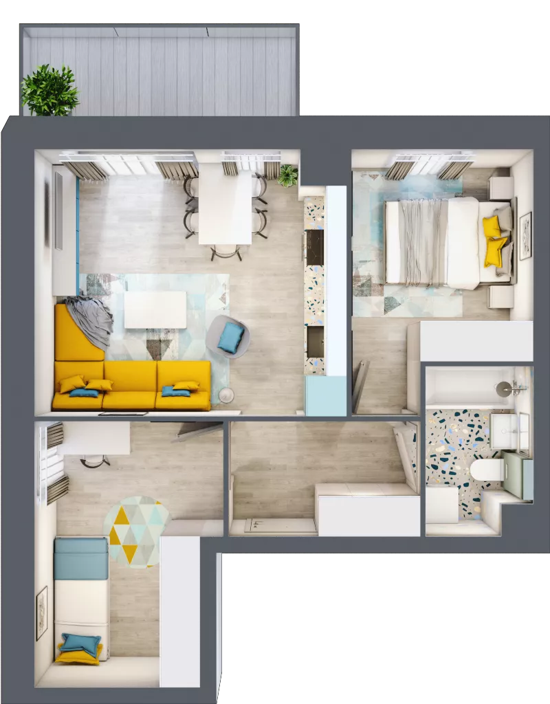 3 pokoje, mieszkanie 45,34 m², piętro 3, oferta nr 17, Apart Warszawska, Białystok, Piasta II, ul. Warszawska/ Piastowska
